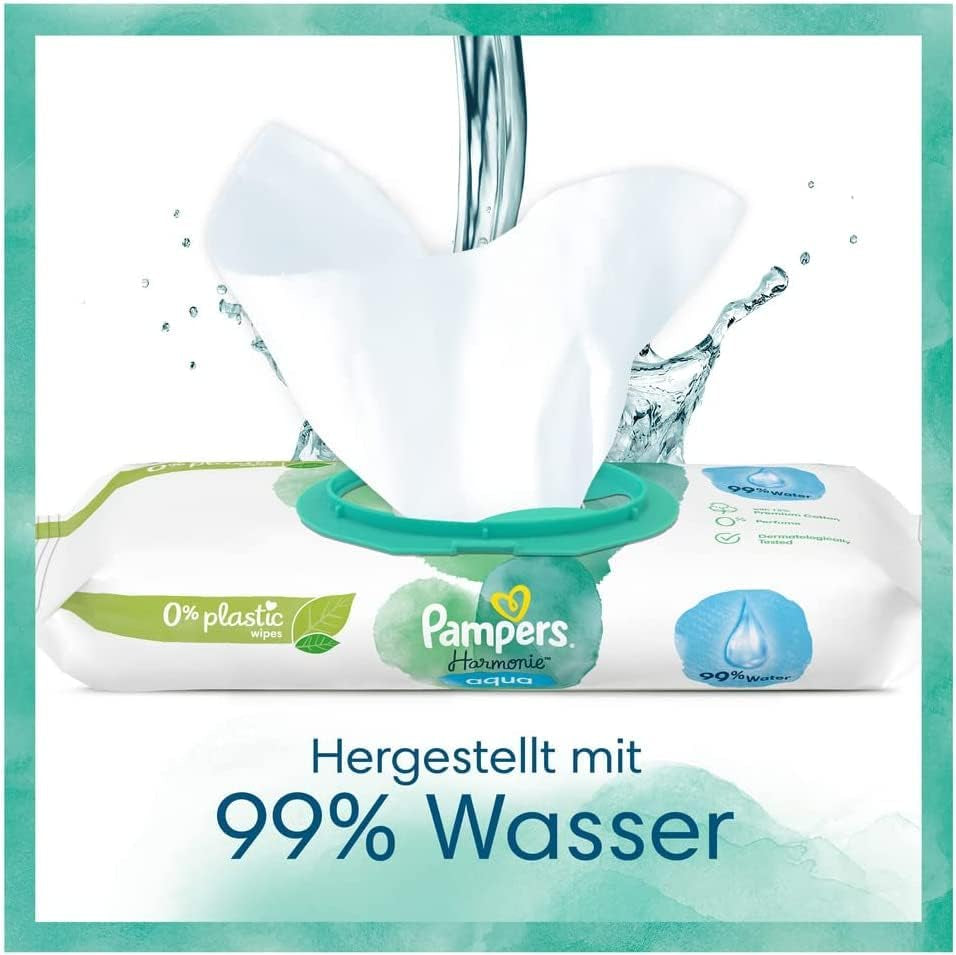 Harmonie Babyblesæt Størrelse 2 (4-8 kg, 240 stk.) MÅNEDSÆSKE og Harmonie Aqua Baby Vådservietter Box 720 Servietter (15 x 48), Baby Essentials