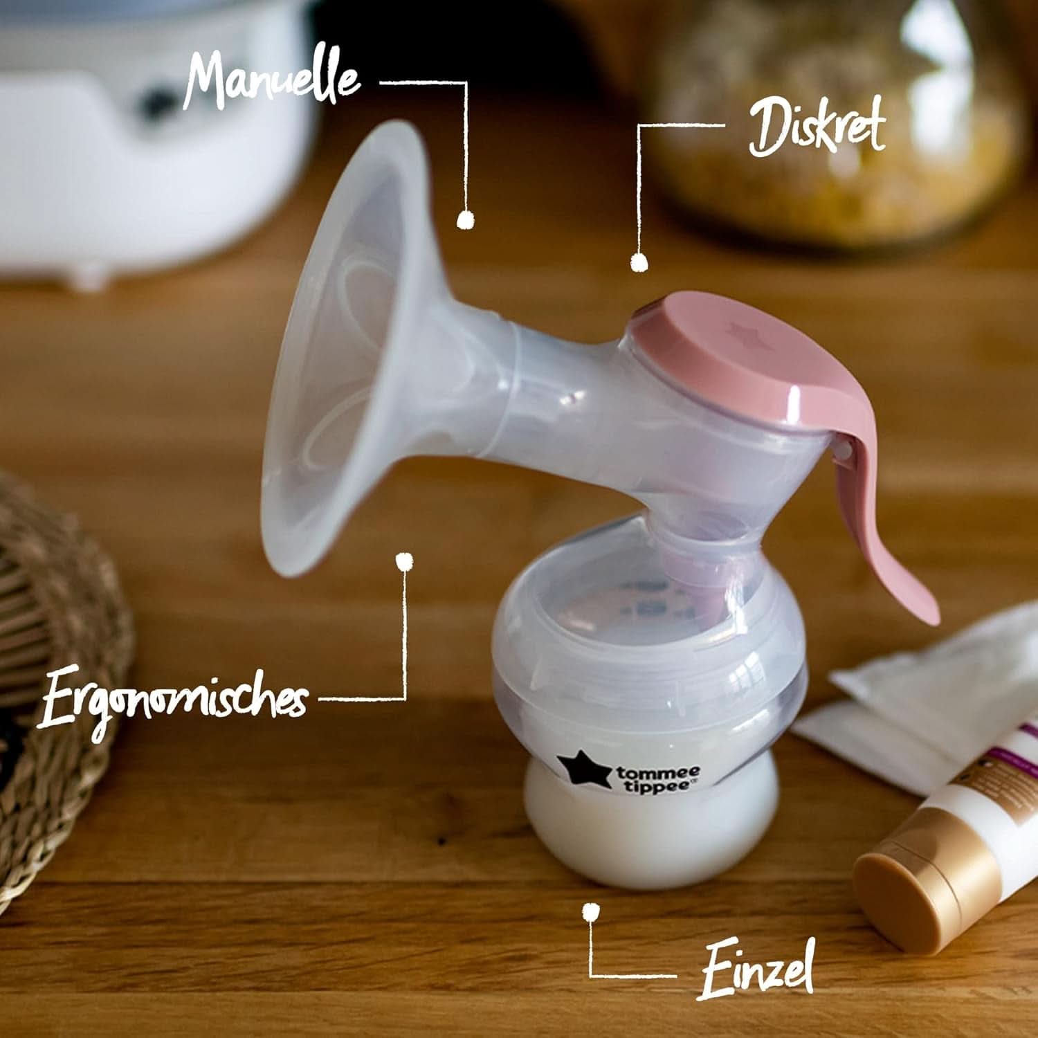 Tommee Tippee Made for Me Manuelle Einzel-Milchpumpe, Starke Saugkraft, Ergonomischer Griff, Tragbare Und Leise Milchpumpe, Samt Babyflasche Accessories Mad og Amning Bebe Naty Shop
