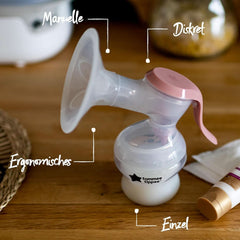 Tommee Tippee Made for Me Manuelle Einzel-Milchpumpe, Starke Saugkraft, Ergonomischer Griff, Tragbare Und Leise Milchpumpe, Samt Babyflasche Accessories Mad og Amning Bebe Naty Shop