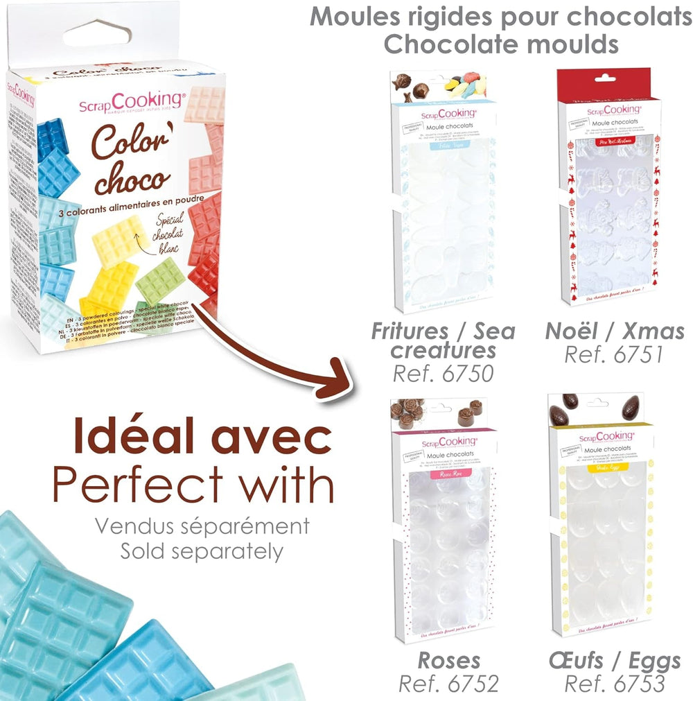 Vopsea pudră solubilă în ulei Scrap Cooking 4012, roșu, albastru și galben, greutate 15 g, 3 bucăți, colorată