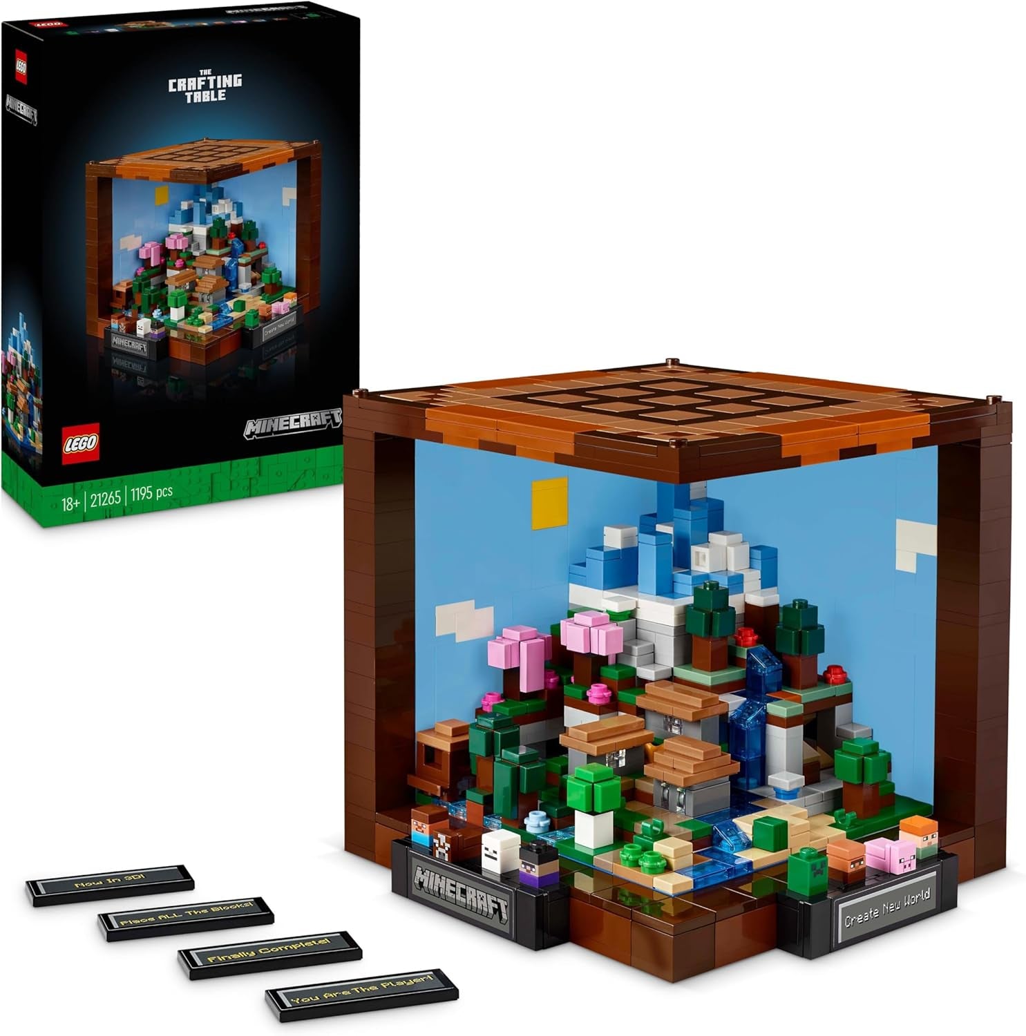 LEGO Minecraft Workbench Byggesæt 8 Figurer Videospil Sæt Inklusiv Steve Alex Creatures and Biomes 15-års jubilæumsmodel Gaveidé til Voksne Mænd Kvinder 21265 Byggesæt Besuche den LEGO-Store Standardtitel