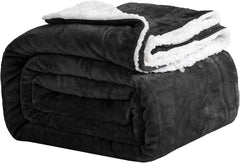 Hyggeligt tæppe 150X200Cm sort Fleece-tæppe Living Sherpa-tæppe sofa kastesofa Varmt Vinter Blødt tæppe (sort, 150X200Cm) Good Nite Senge og tæpper Sort 150X200Cm