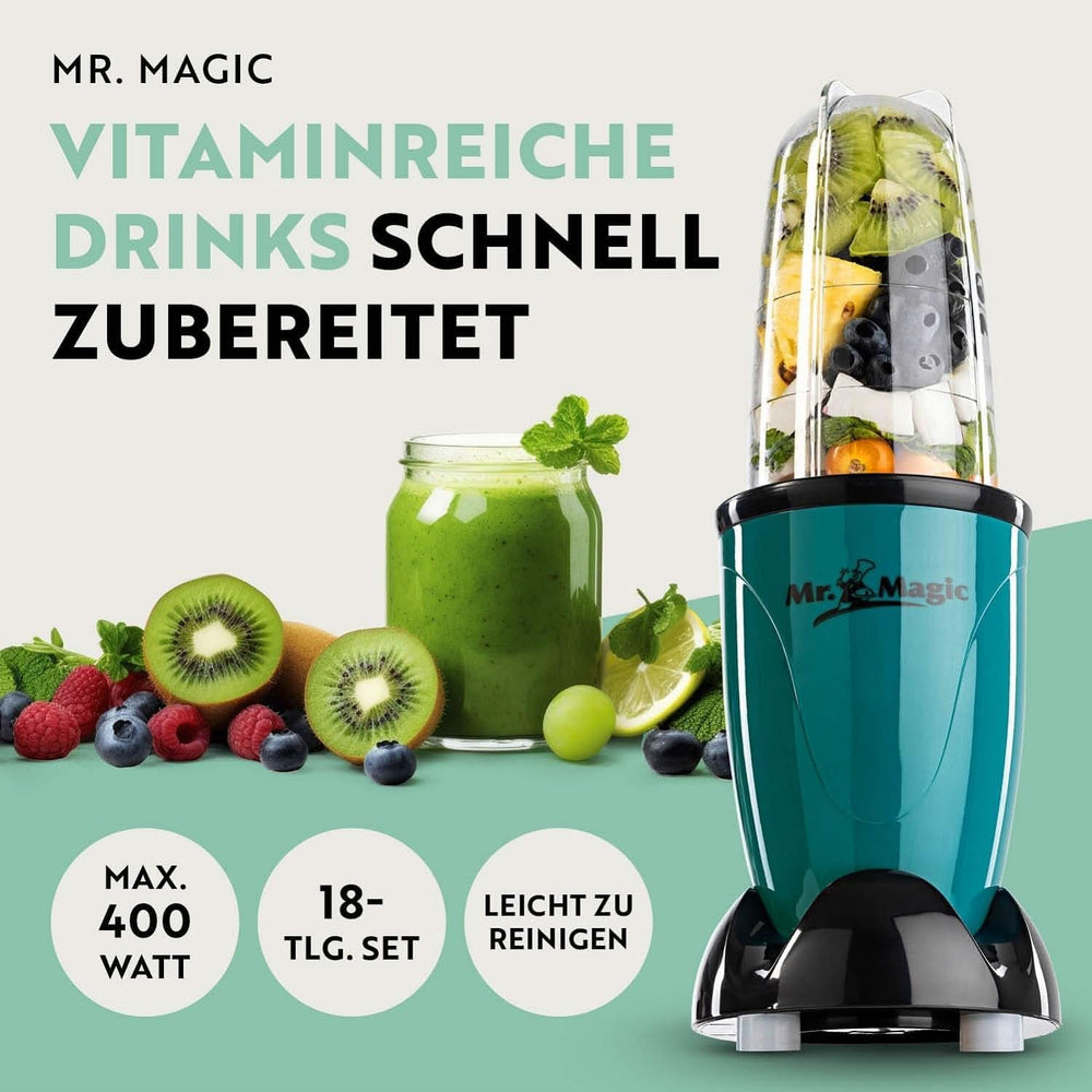 Gourmetmaxx Mr Magic Blender, Smoothie Maker med Xxl Naty Shop tilbehørspakke