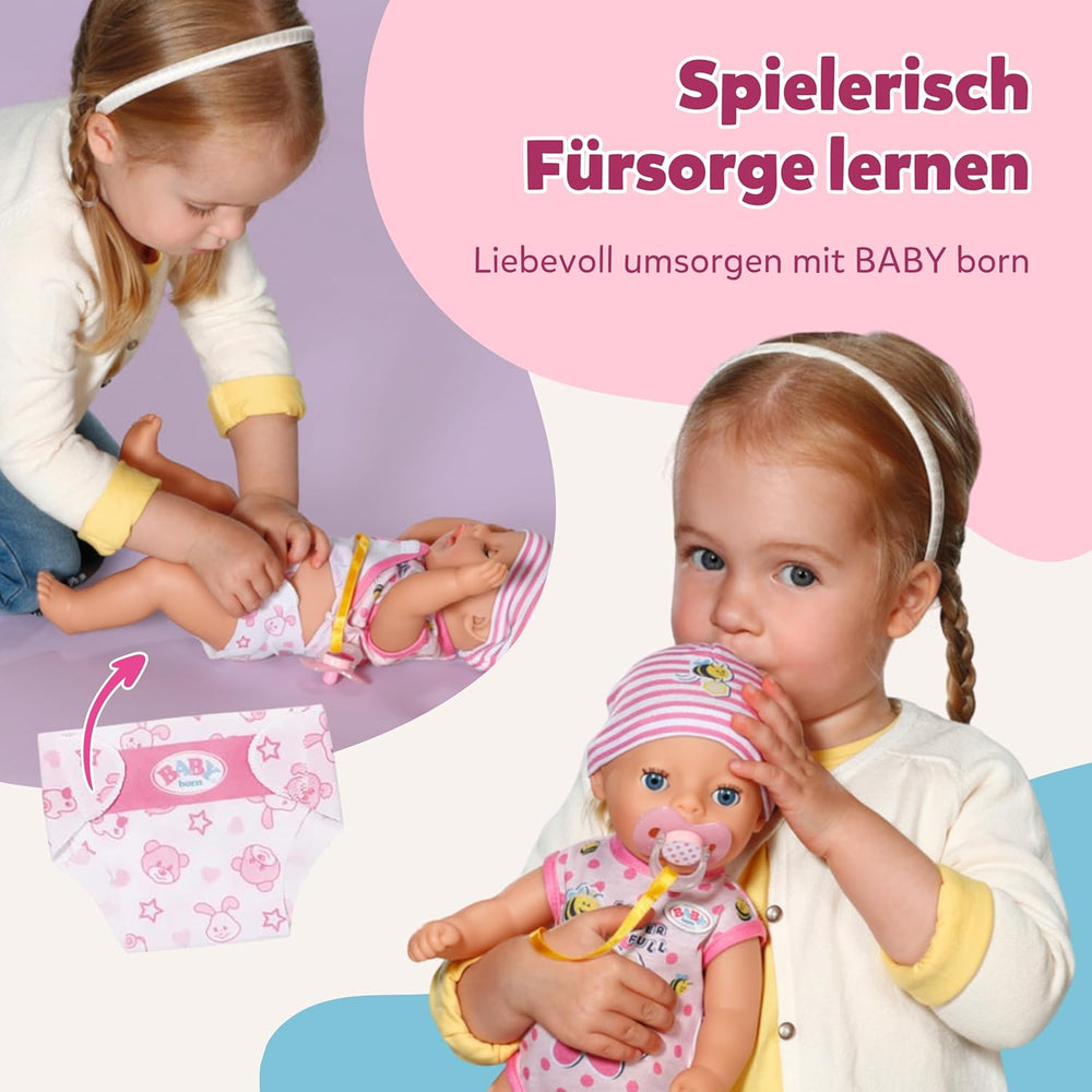 Păpușă bebelușă Baby Born Lena (Fetiță) - 36 cm - 7 funcții, inclusiv accesorii și saltea - Funcționează complet fără baterii - Potrivită pentru copii mici de la 1 an