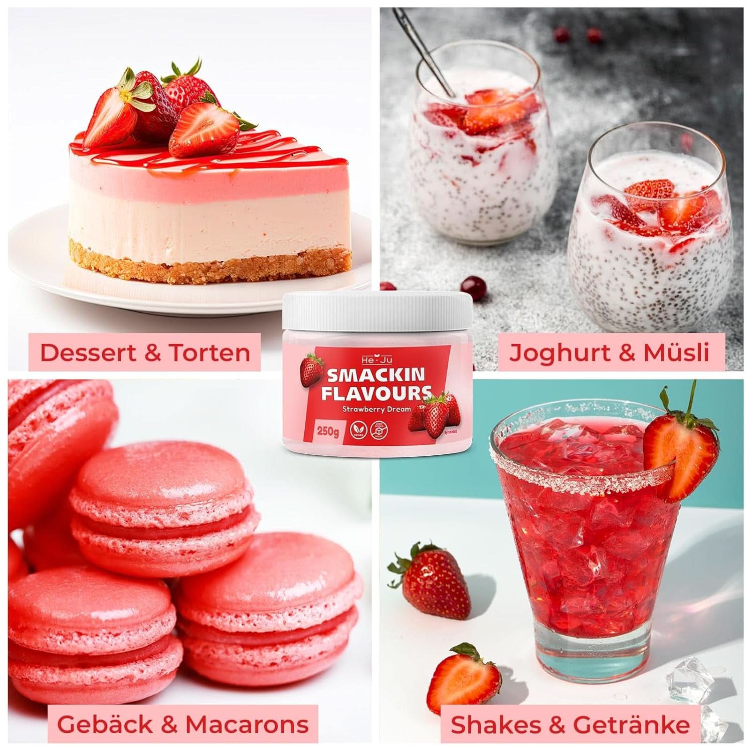 He-Ju, Pulver med jordbærsmag, 250 gram Aromas Naty Shop