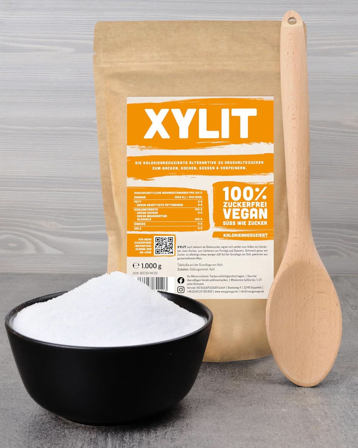 Premium xylitol med 1:1 sødeevne sammenlignet med sukker, 1 kg sødemidler Naty Shop