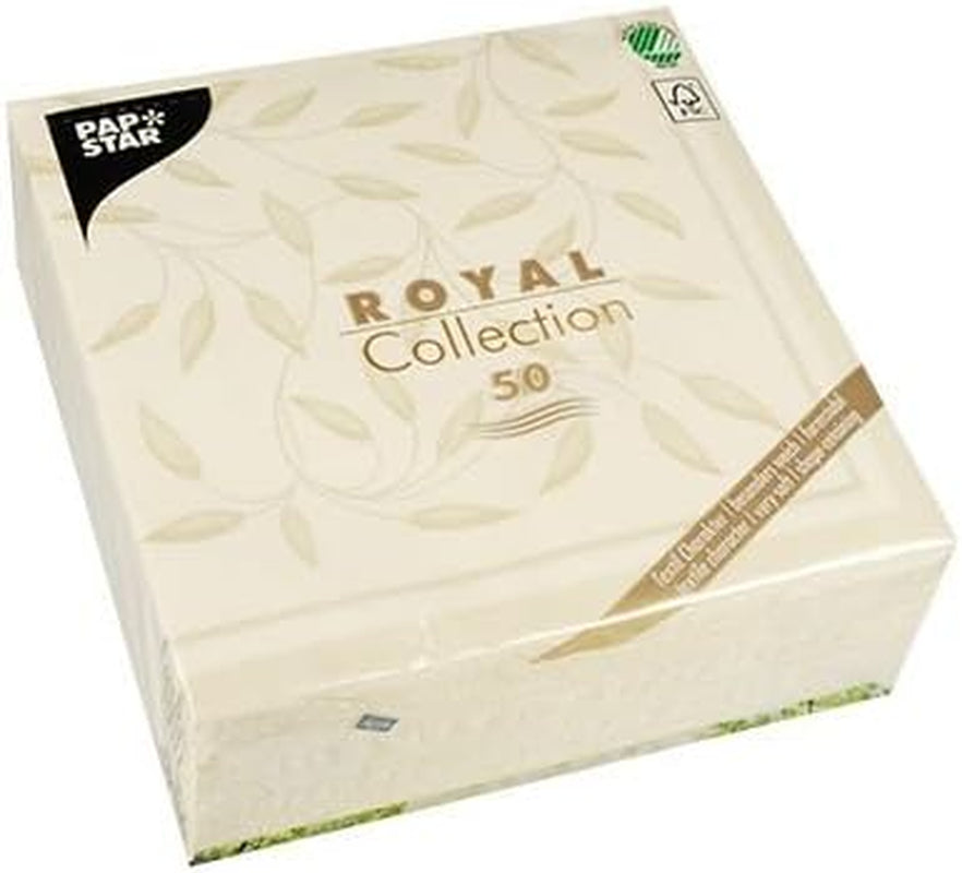 Papstar, 50 șervețele "ROYAL Collection" 1/4-fold 40 Cm X 40 Cm șampanie "New Mediterranean", #11651