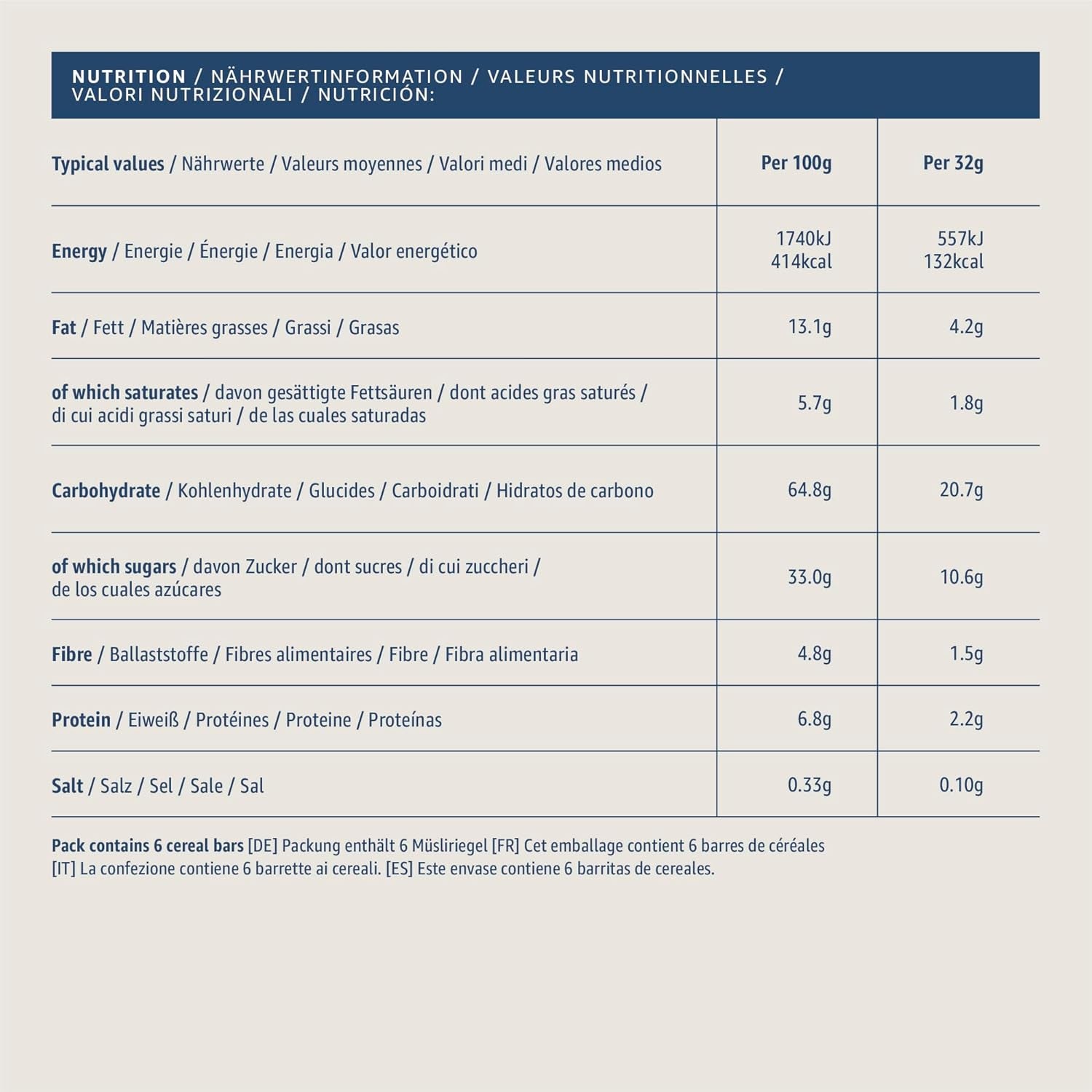 Müslibar med chokolade og rosiner fra Amazon, 192g