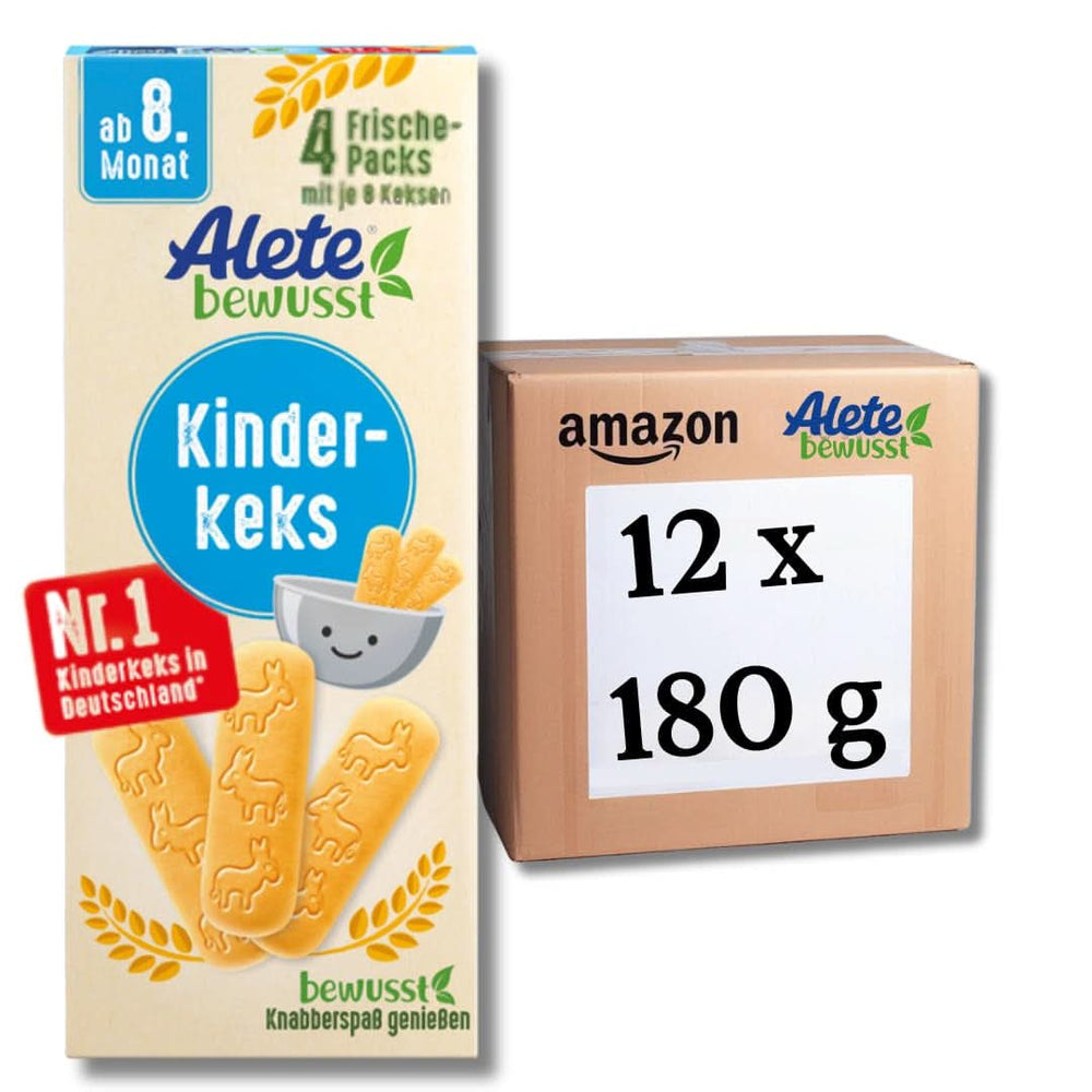 Alete, Kiks til børn, fra 8. måned, med hvedesmør, 180 g Mor og Barn Naty Shop Bax 12 x 180 gram