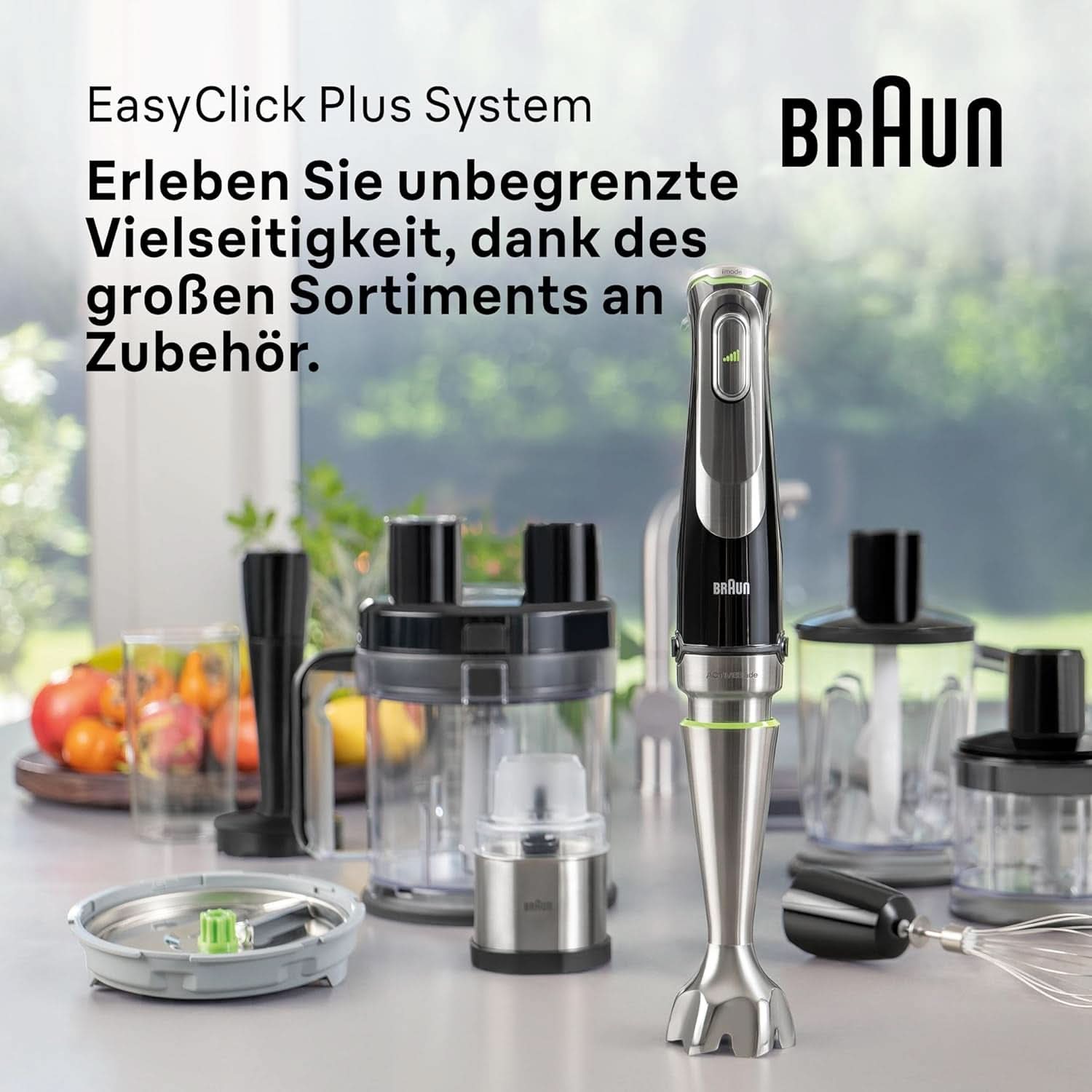 Braun Multiquick 9 MQ 9147X – 5-i-1 Stabmixer Mit Standmixer-Aufsatz, Zerkleinerer, Kartoffel- & Gemüsestampfer & Schneebesen, Stufenlose Geschwindigkeitsenstellung, 1200 W, Schwarz/Edelstahl Kitchen Naty Shop