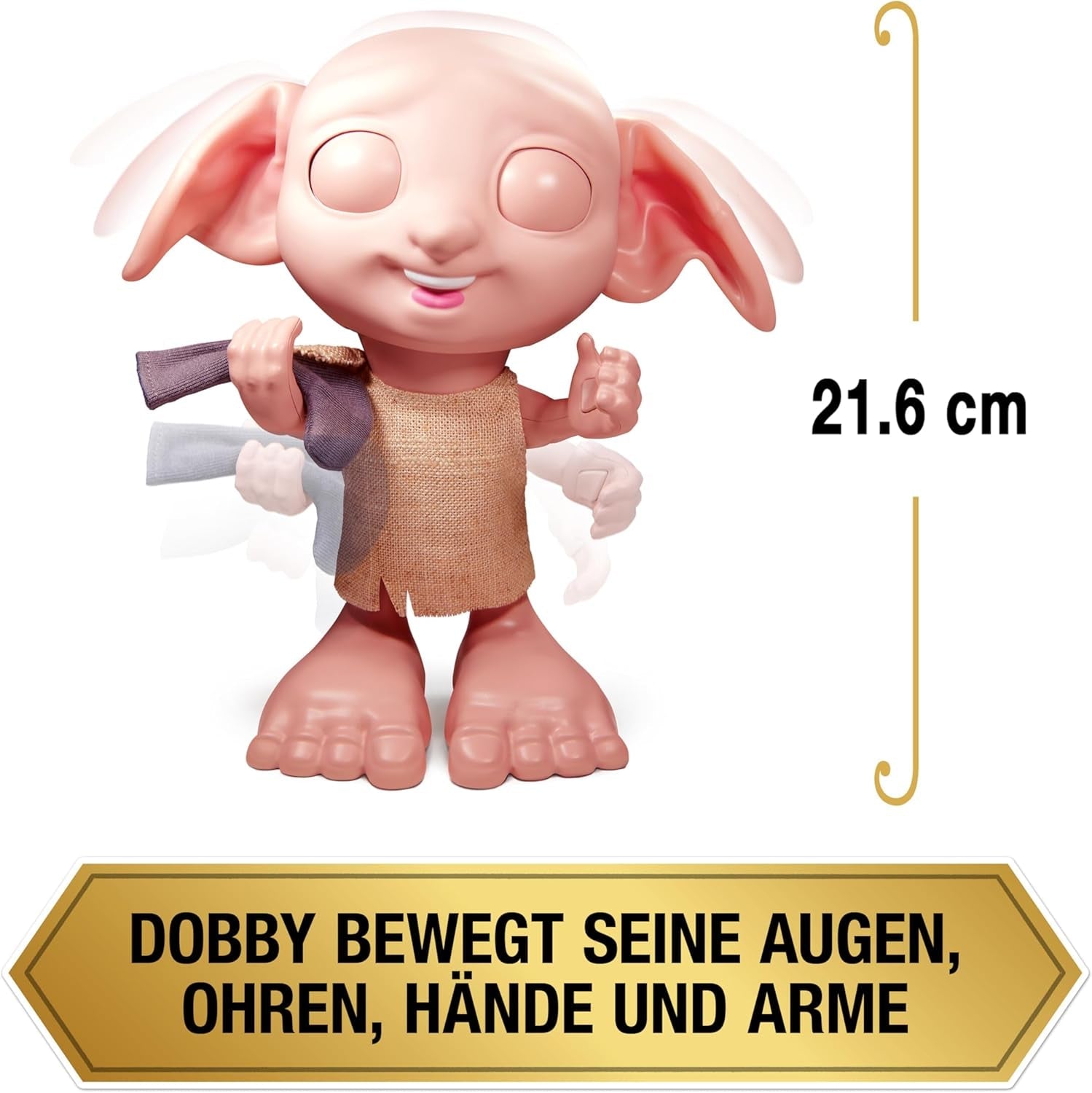 Wizarding World Harry Potter - Dobby House Elf interaktiv dukke med 30+ lyde, sætninger og bevægelser, tysk-italiensk, legetøj til 6 år gammel, fanartikel Dukker Naty Shop