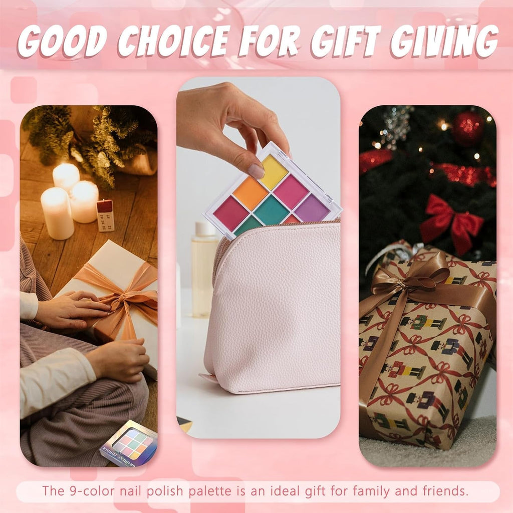 9 Farben Pigment Für Nägel, Nagelpulver Nail Powder 100 Stück Nail Art Schwamm Mit Metallgreifer, Ombre Glitzerpulver Nagelpuder Nailart Nagel Deko Für DIY Nageldesign, B