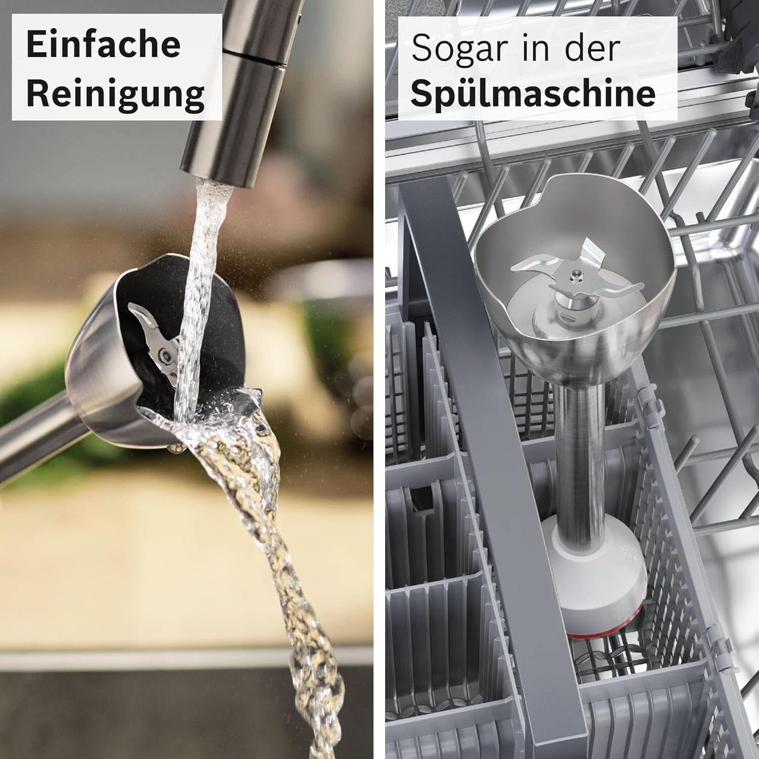 Bosch Stabmixer Ergomaster Serie 4 MSM4W210, Einhändig Bedienbar, Edelstahl-Klingen, Verschleißfreie Keramik-Kupplung, Mixbecher, Quattroblade, Antisplash Funktion, Einschaltsperre, 600 W, Weiß Mother and Child Naty Shop
