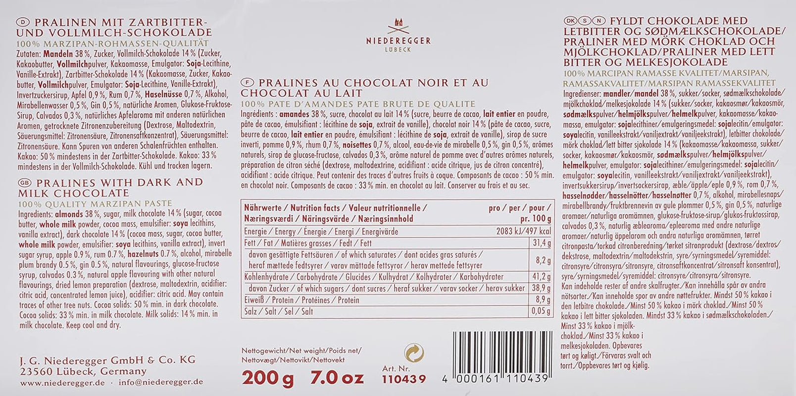 Marcipan Niederegger Classic Variants (alkoholholdig) 200g