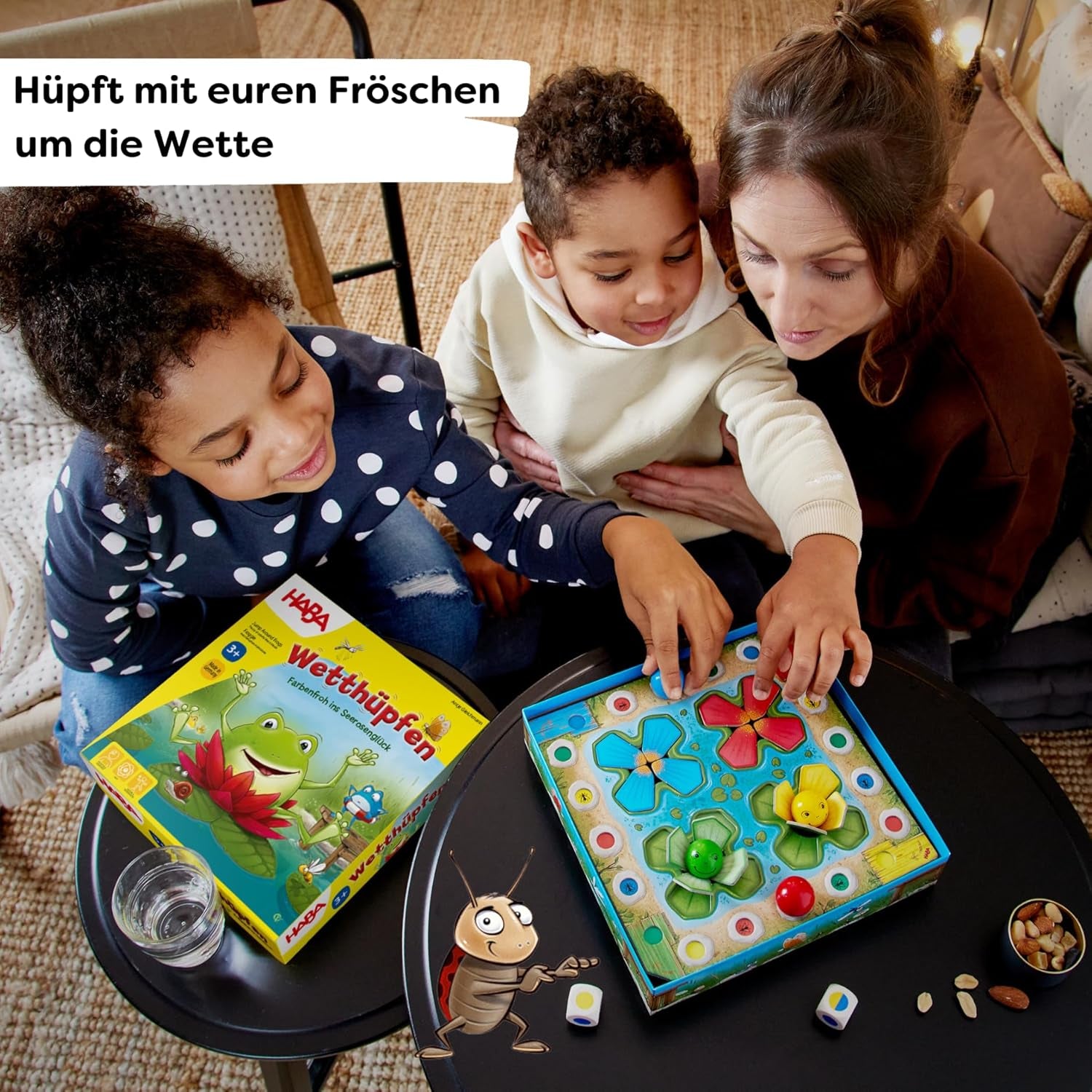 HABA Jumping Game - Terningespil for 3 år og opefter med pop-up åkander og spilvariationer, fremmer tælle og motoriske færdigheder, 2-4 spillere - 1305272001