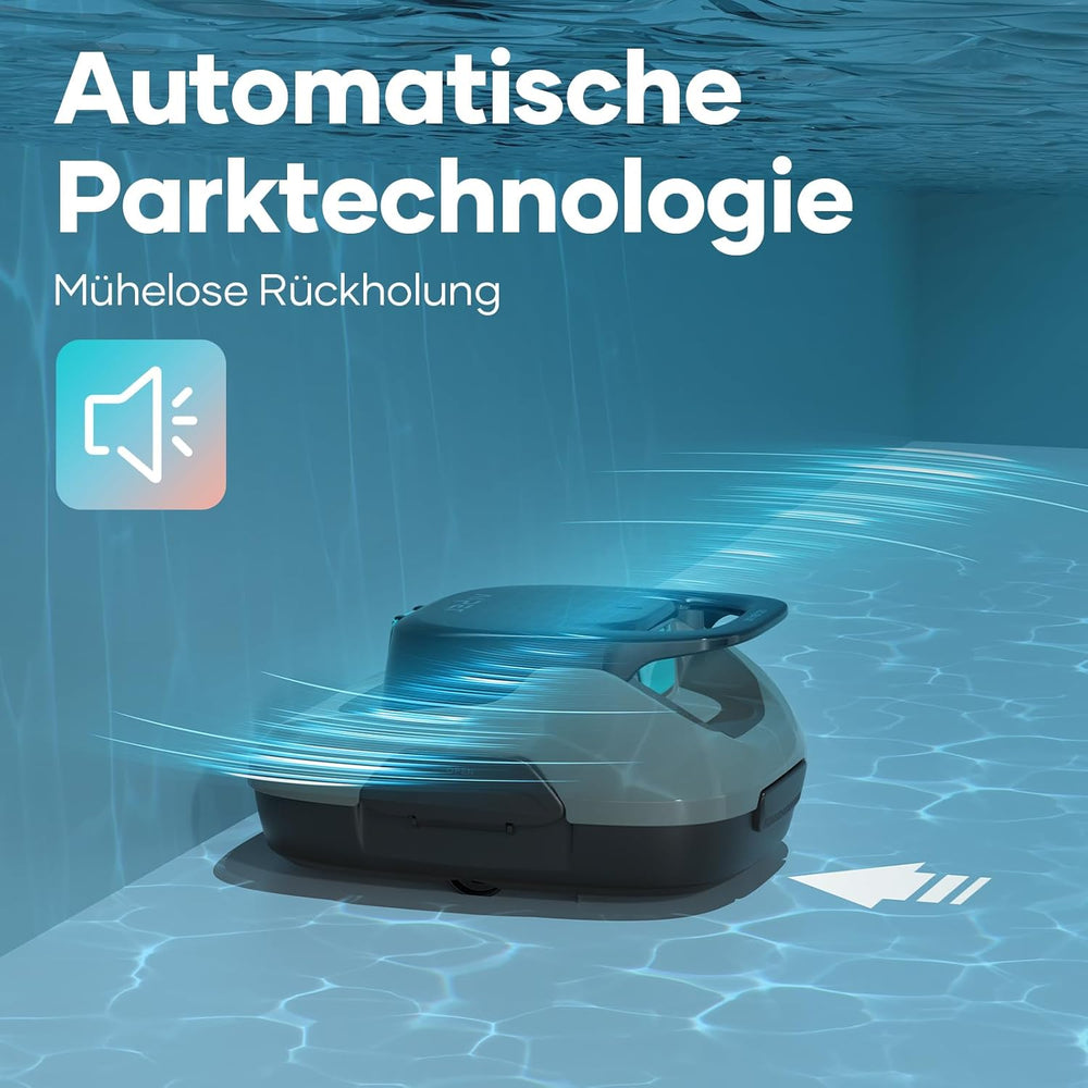 AIPER Scuba SE poolrobot, ledningsfri poolrens med batteri, 90 minutters rengøringstid, automatisk rengøring med selvparkeringsfunktion, letvægtspoolrens, ideel til pools med flad bund