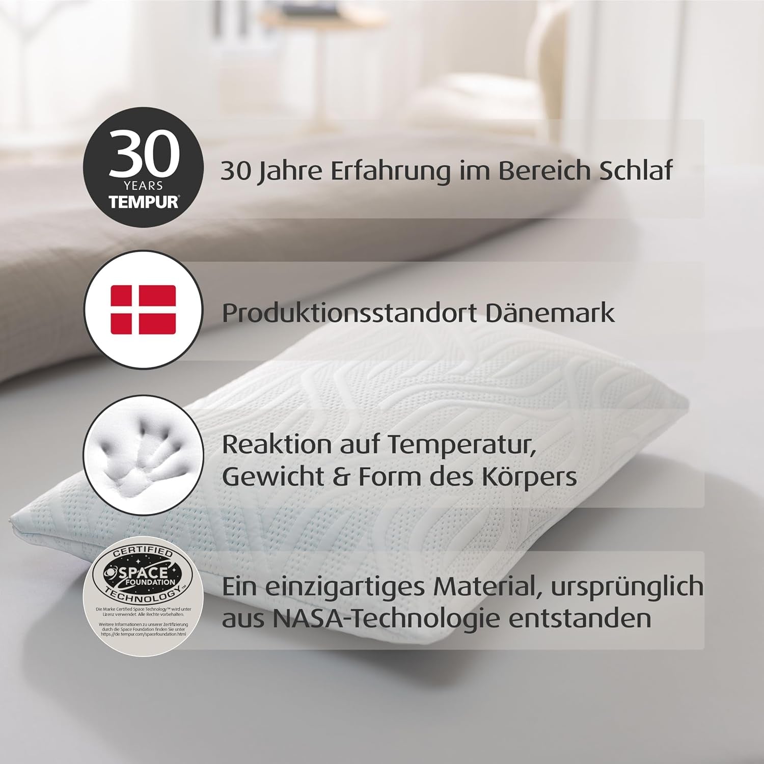 Pernă de dormit TEMPUR Comfort Air Medium, Pernă respirabilă pentru fiecare poziție de dormit, OEKO-TEX MADE in GREEN, fermitate medie, 40 X 80 Cm Perne standard Naty Shop