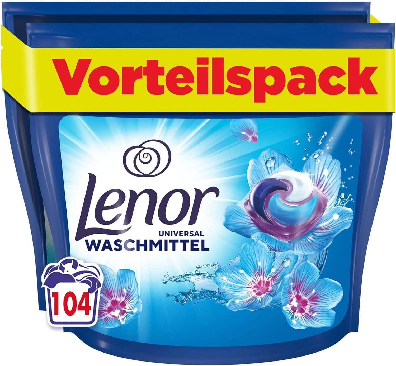 Lenor PODS Alt-i-1 vaskemiddel, 104 kapsler, friskhed 3 gange længere og dyb rengøring selv ved kold vask Naty Shop Ny model