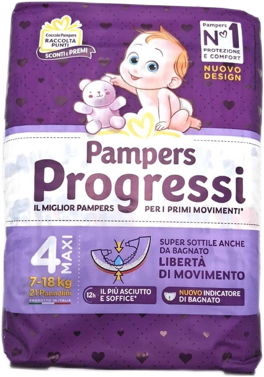 Pampers Progressi Maxi bleer + 500 ekstra puttepunkter, str. 4 (7 – 18 kg), 126 bleer (standardstørrelse)