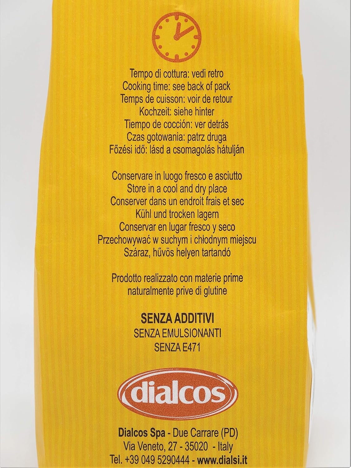 Dialsi stjerneformet pasta, glutenfri majs- og rispasta, bronzebrændt, 100 % italienske ingredienser, ingen tilsætningsstoffer, tilberedes på 8-9 minutter, 300 g pakke