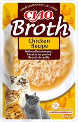 INABA Ciao Broth Hrană umedă pentru pisici 88% umiditate și vitamina E, supă premium pentru pisici cu pui 40g (pachet de 12), carne 100% naturală, fără cereale, fără zahăr