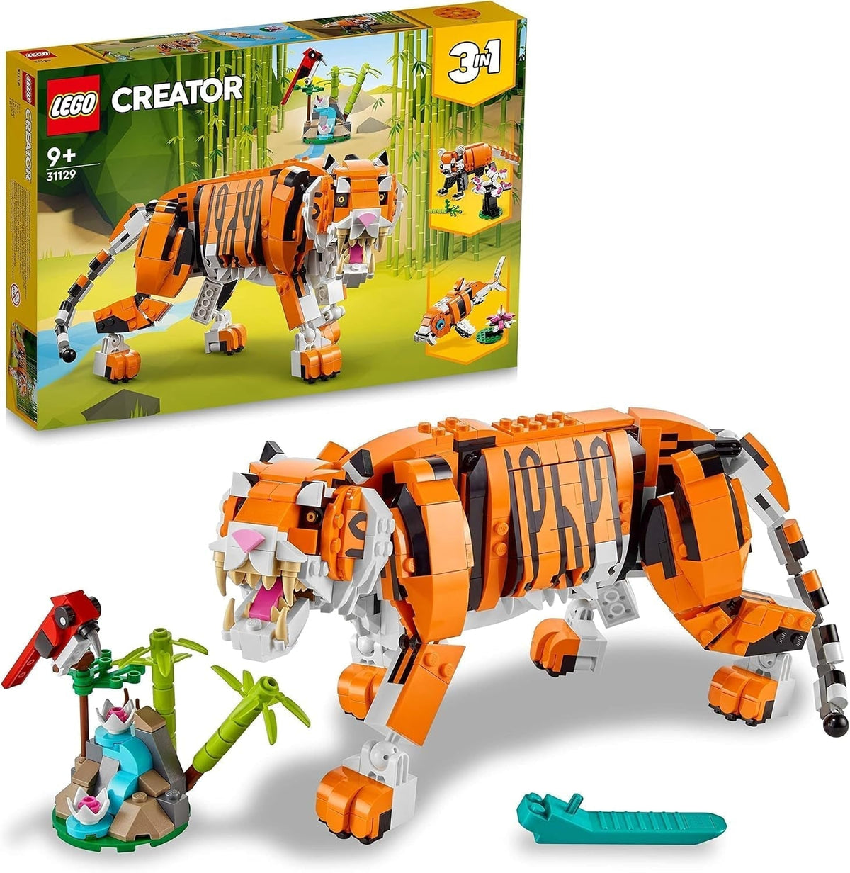 LEGO 31129 Creator Majestic Tiger, Panda eller Fish 3 i 1 Dyrefigursæt Legetøj til børn Drenge og piger Dyrebyggelegetøj Byggesæt Besuche den LEGO-Store Single