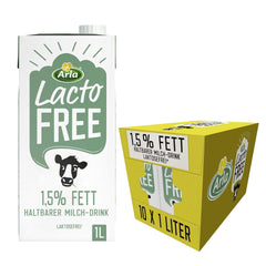 Arla LactoFREE Laktosefreie Haltbare Milch 1,5% Fett | 10 x 1L | dog Milchgeschmack, weniger süß | rig på calcium og vitamin B12