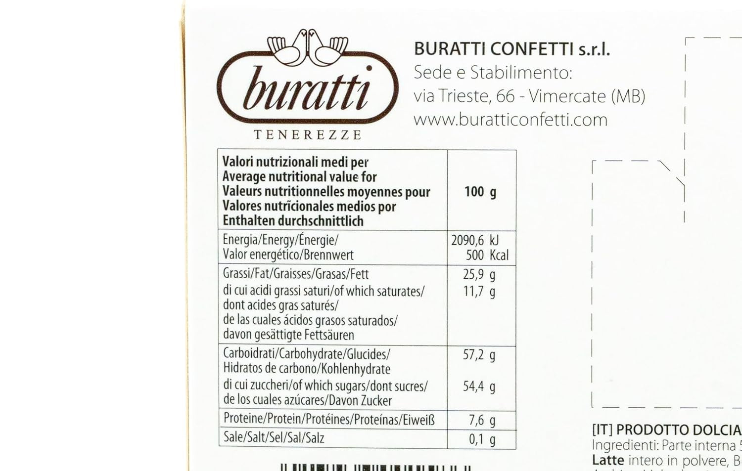 Mandler overtrukket med hvid chokolade Tenerezze, 1 stk