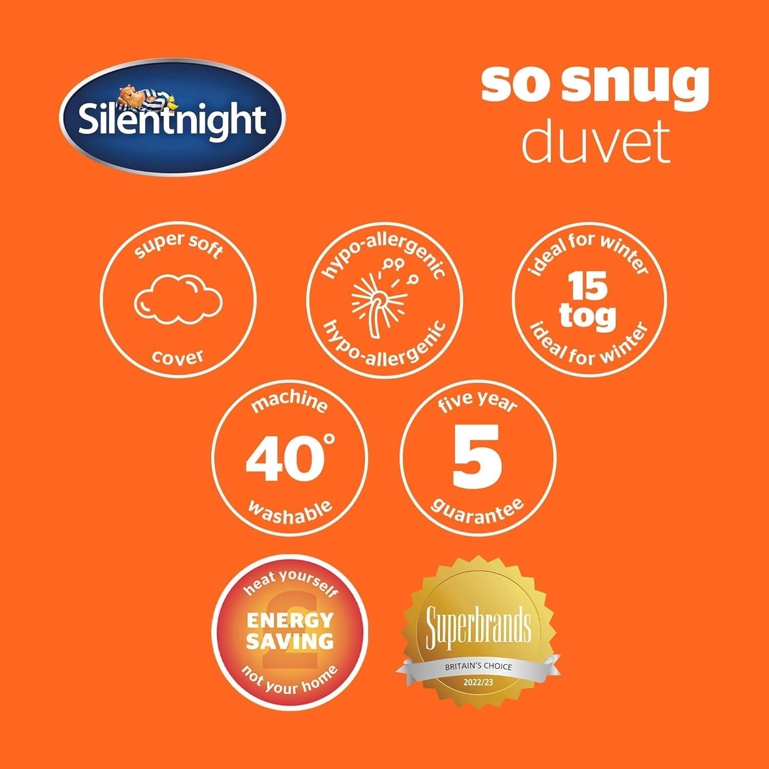 Silentnight so Snug 534222GE Dyne til kingsize seng, 15 tog, varm, hyggelig, tyk, allergivenlig og kan maskinvaskes, hvid, king size seng dyner og dyner Naty Shop
