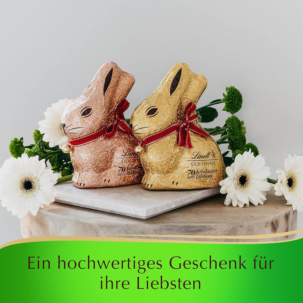 GULDEN KANIN med chokolade | 100 g DEN gyldne kanin | Premium hvid chokolade og GOLDEN BUNNY Glamour Gold Edition Chokolade | 100 g DEN gyldne kanin