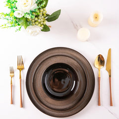 Set de veselă LeRatio pentru 6 persoane, set de veselă din gresie, 18 piese, glazură reactivă, set de boluri și farfurii rezistente la zgârieturi, potrivit pentru mașina de spălat vase și cuptorul cu microunde, pentru servire la masă