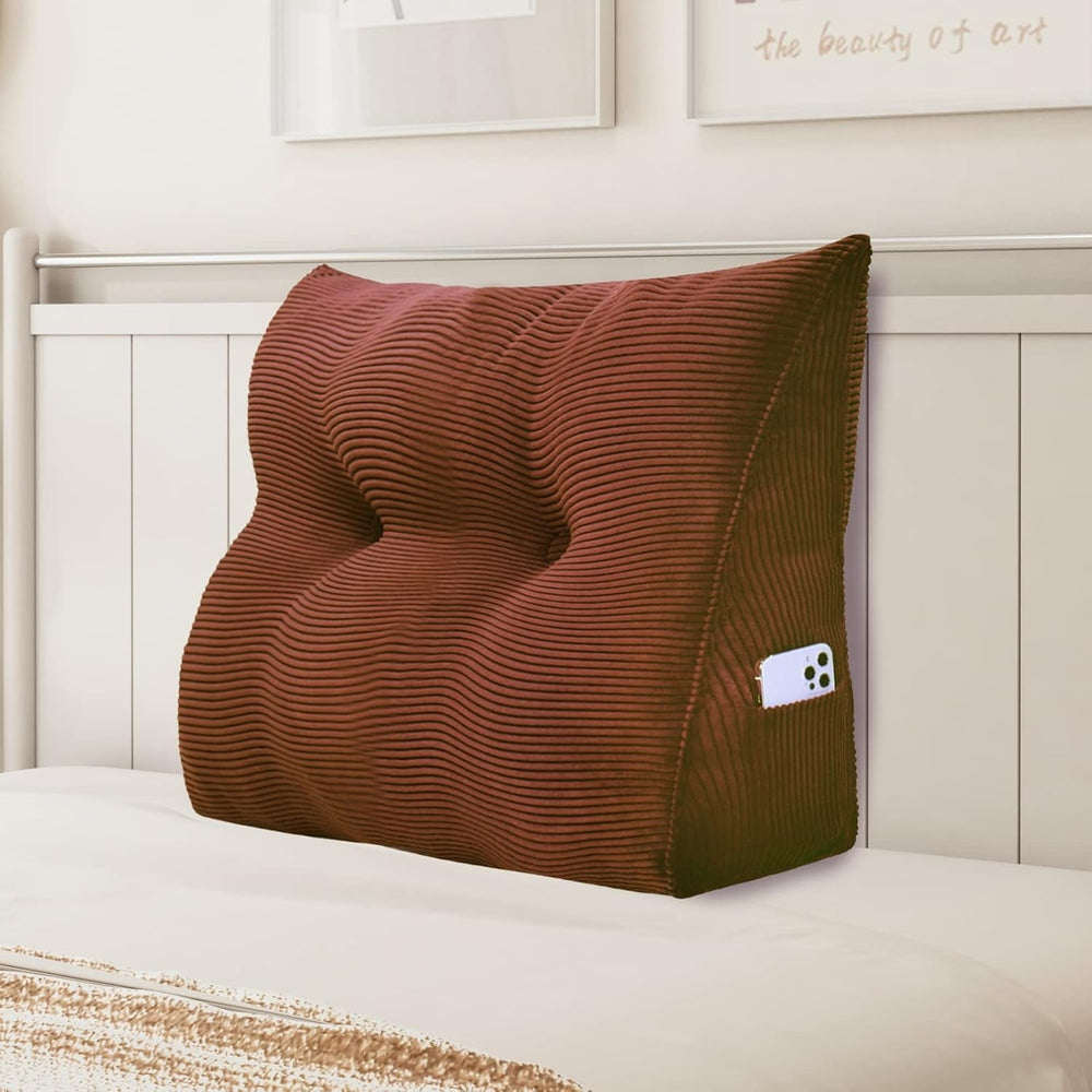 Pernă Johnear cu pană, pernă de citit pentru pat și canapea, pernă pentru spătar, pernă pentru tăblie, pernă lombară triunghiulară mare (gri, 45 cm)