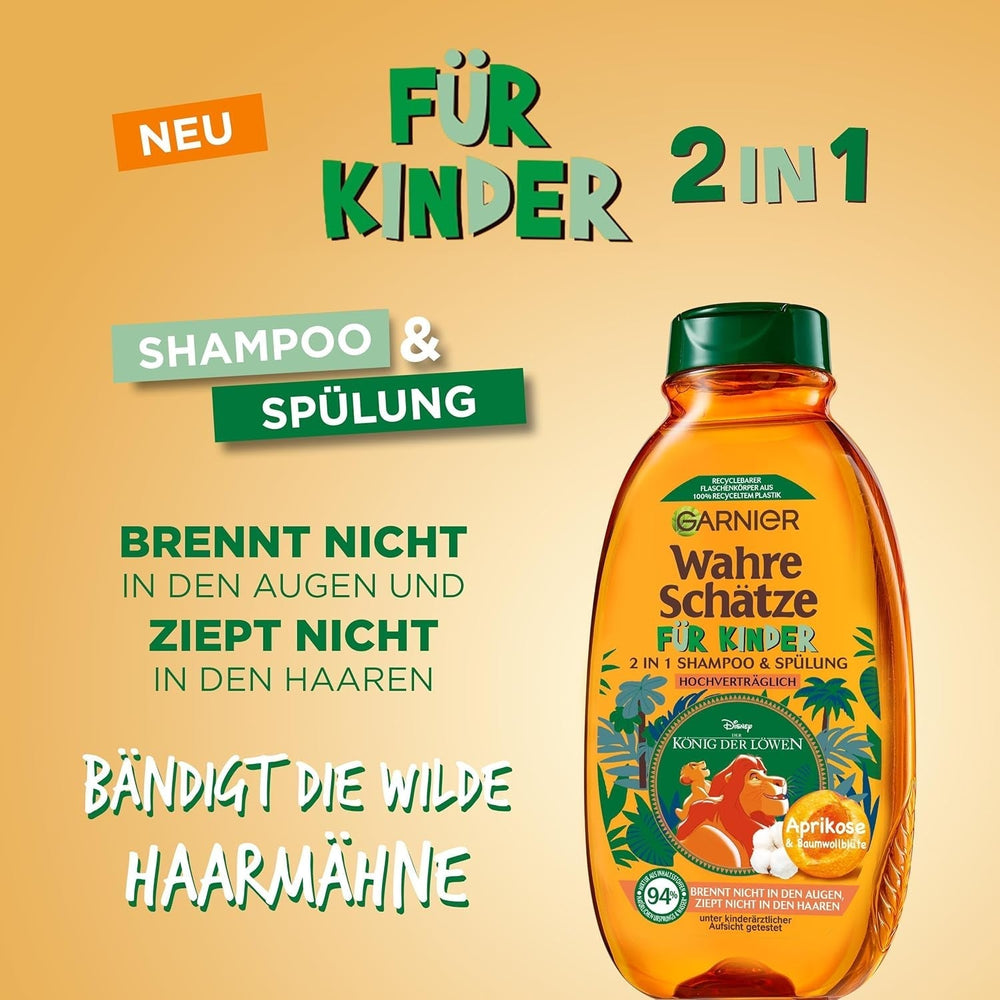 Garnier Shampoo til børn, til følsomt hår og let kæmning, med abrikos og bomuldsblomster Garnier Brusebad og bad