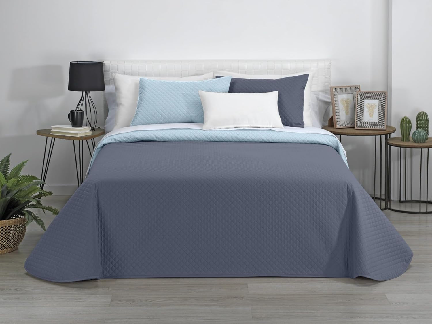 Estoralis | AVA | Cuvertură Boutique Reversibilă | Pentru toate anotimpurile | Culoare - Sky Blue/Stone | Pentru pat 140/150/160 Cm. pat. (250 X 270 Cm. Ancho X Alto) | Cuvertură cu matlasare Plapumi si pilote Naty Shop Titlu implicit