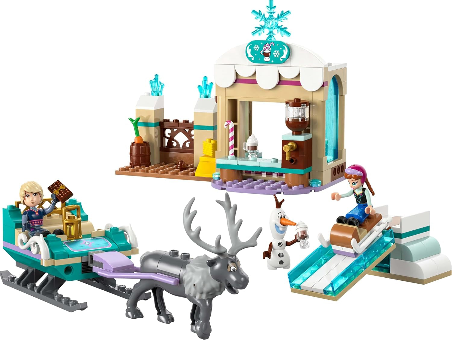 LEGO Ç€ Disney Frosne Annas slædeeventyr, byggelegetøj og fantasilegesæt, chokoladestativ med Anna, Kristoff, Olaf og Sven minidukker, prinsesselegetøj til piger fra 4 år 43256 Byggesæt Besuche den LEGO-Store