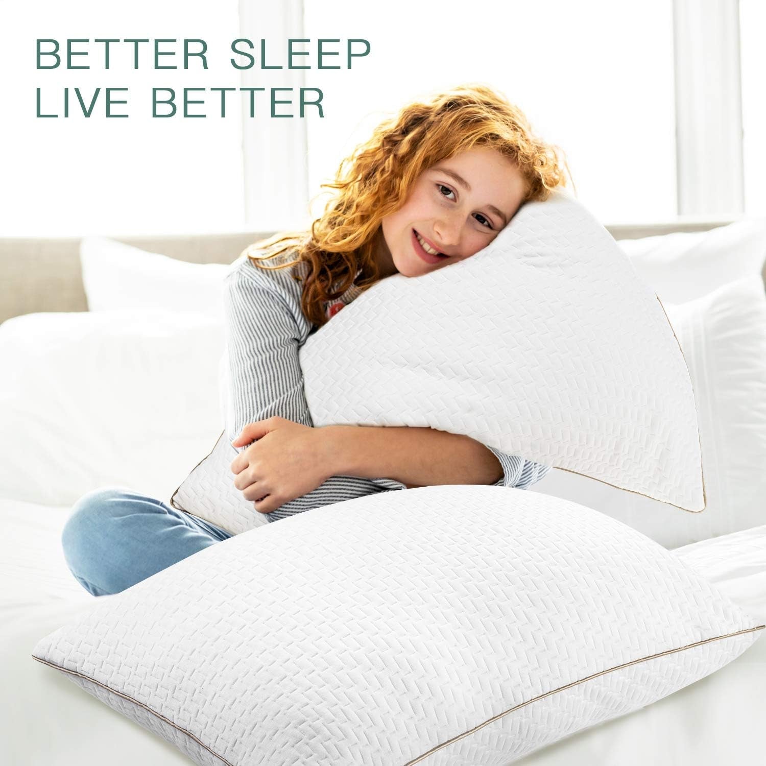 Pernă Bedstory, Pernă de dormit, 2 bucăți, Hipoalergenică, Pernă anti-praf, În jos, Calitate alternativă, Pernă de pat pentru cei care dorm pe spate, stomac și lateral, Dimensiune standard, Lavabilă, 42 X 70 Cm Perne standard Naty Shop