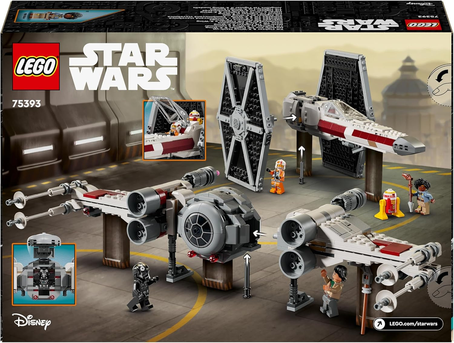LEGO Star Wars TIE Fighter & X-Wing Mashup, Starfighter Byggelegetøj, Gaveidé til Børn, Tilpassede Rumskibe, Gave til Drenge, Piger og Alle Fans 75393 Byggesæt Beuche den LEGO-Store