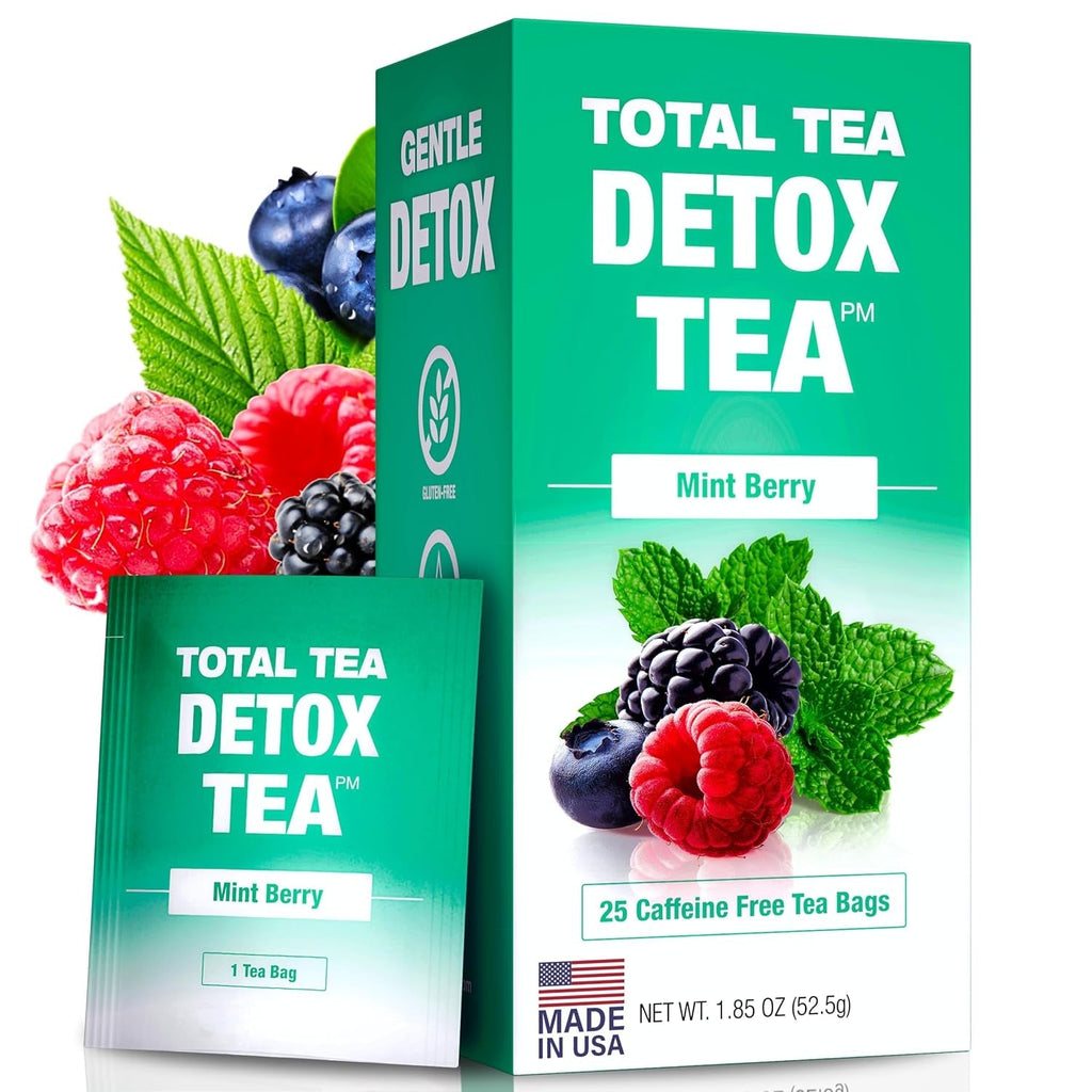 Total Tea Zero Cofeină Ceai Detox - Complet natural - Ceai din plante pentru curățare delicată, susține regenerarea ficatului, detoxifierea organismului, cura de detoxifiere - 25 pliculețe de ceai Ghimbir-piersică