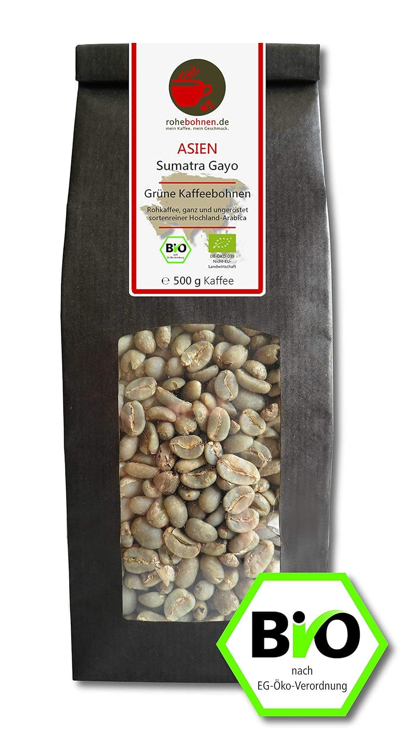 Bio Rohkaffee - Grüner Hochland Kaffee Sumatra Gayo (grüne Kaffeebohnen 500g) - GMP zertifiziert