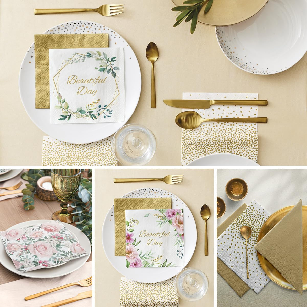 PAW - Șervețele 3 straturi (33 X 33 Cm) I 20 bucăți I Perfect pentru comuniune, confirmare, botez I Ideal pentru băieți și fete I Decorațiuni de masă Șervețele de hârtie elegante - IHS Roses I Delicate Roses