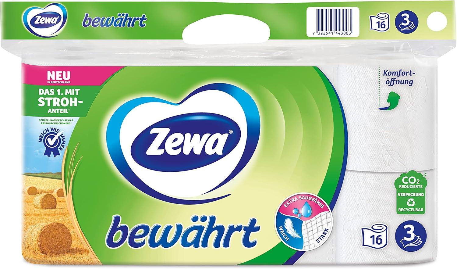 Zewa Proven - 48 role - Prima hârtie igienică cu conținut de paie - 3 straturi