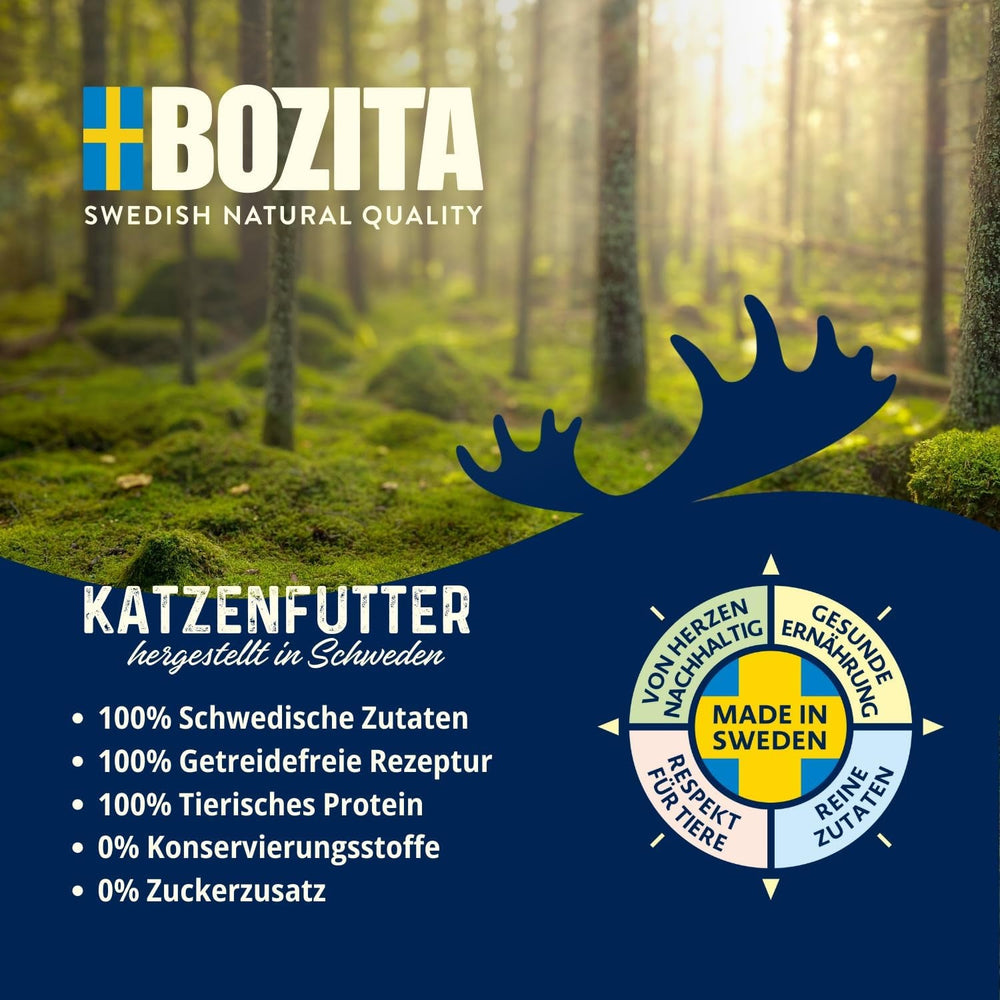 Bozita Pouch Bucăți de hrană umedă în sos cu carne de vită - 12 pliculețe x 85g Hrană umedă fără cereale și grâu pentru pisici - Hrană umedă pentru pisici adulte cu 8,5% proteine și 4,5% grăsimi