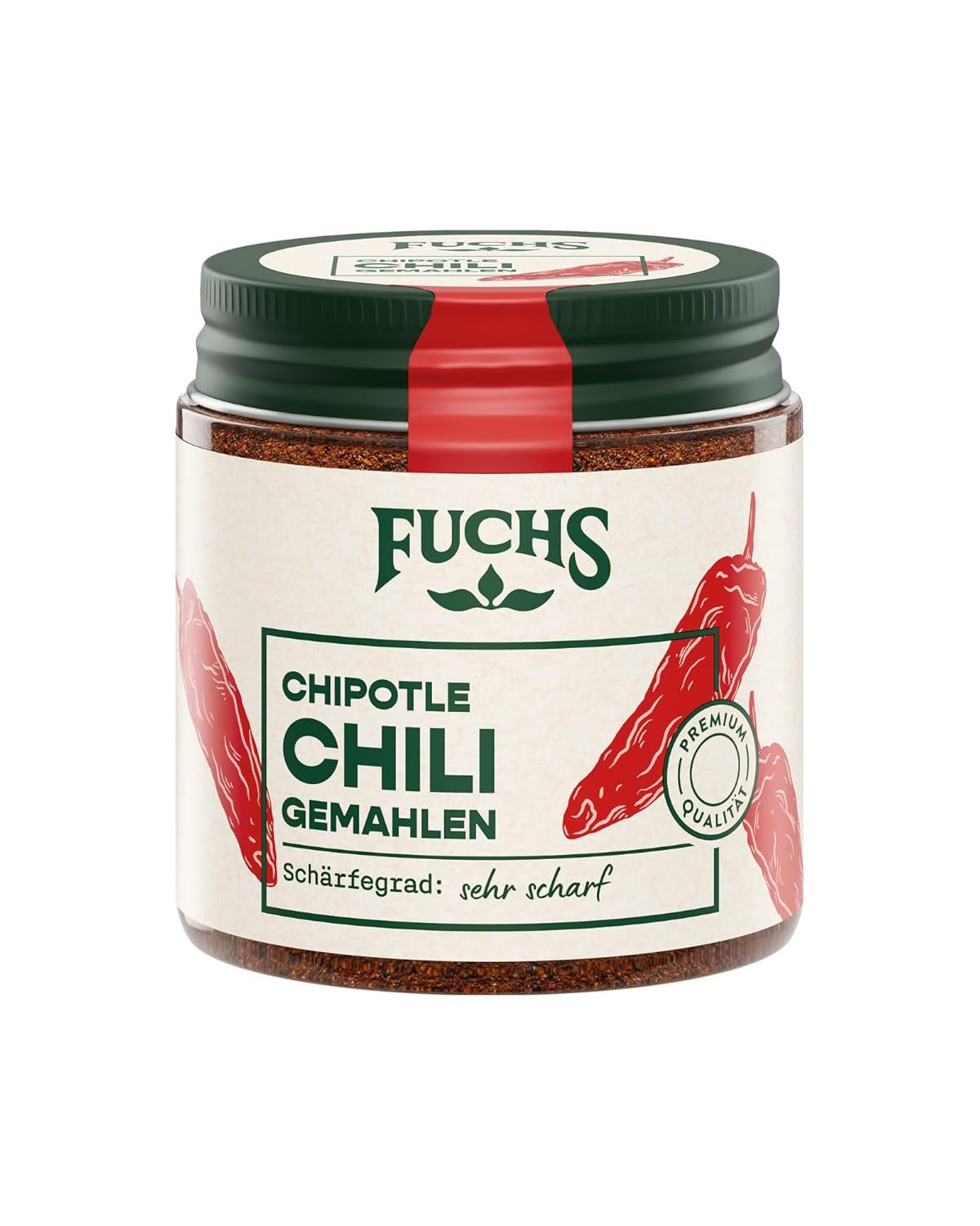 Fuchs Gewürze - Chipotle Chili gemahlen | Rauchiges Chilipulver | Chilipulver i premium kvalitet 50 g im wiederverschließbaren Gewürzglas