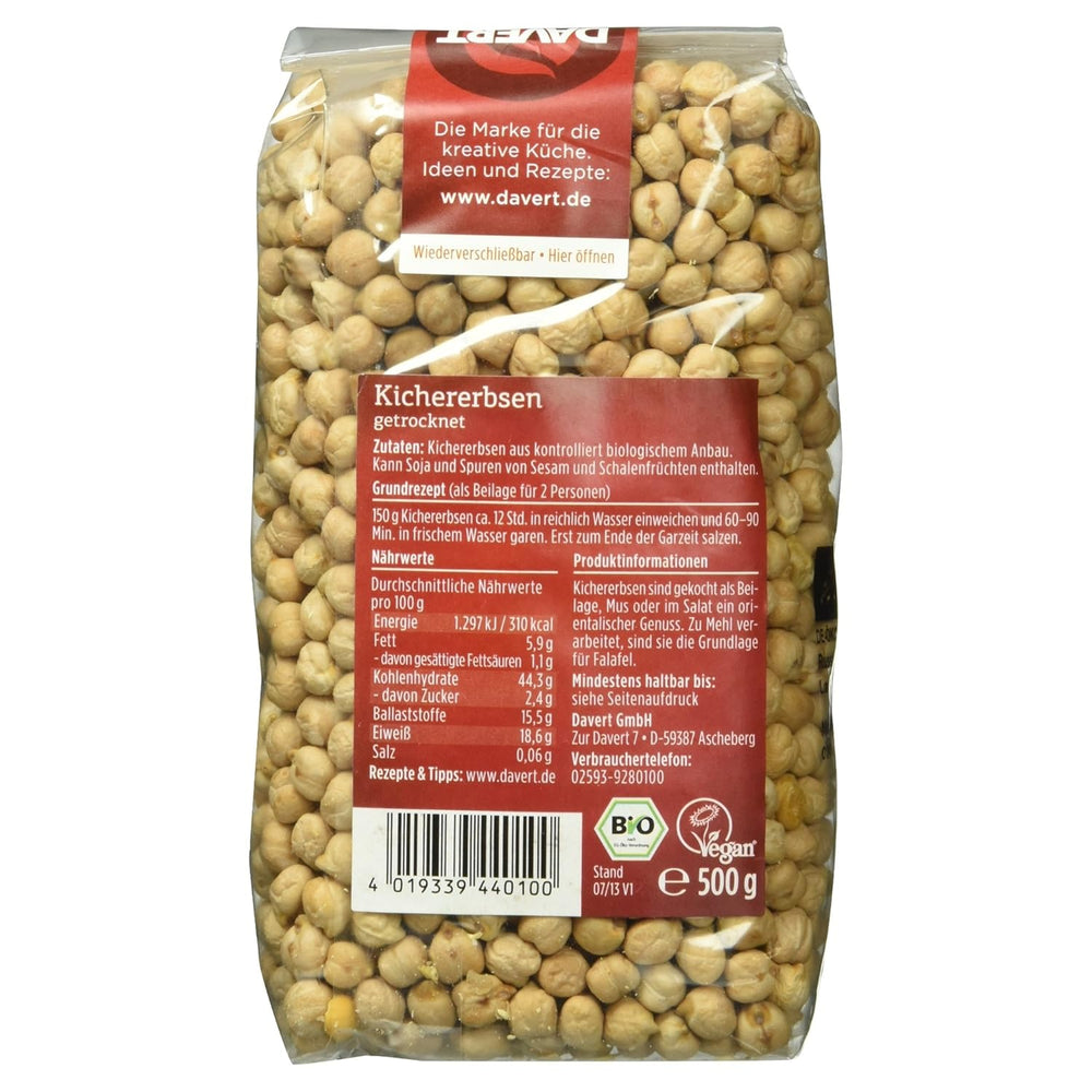 Davert Bio kikærter, 500 g
