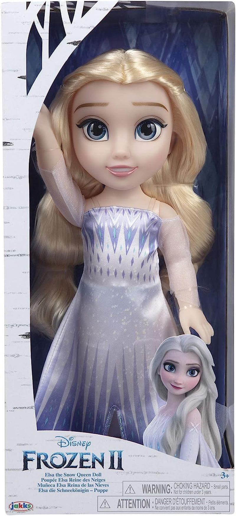 Disney Frozen 2 ELSA The Snow Queen Doll - 35 cm høj, bevægelig dukke i ikonisk modekjole og langt, svævende hår for ekstra leg, for piger fra 3 år og opefter, 214894 Naty Shop Dolls