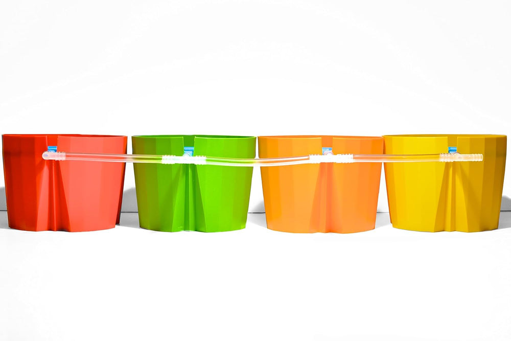 Hydro Farmer 19-delt grydesæt Ø 18cm (rød) Vækstsystem inklusive 4 potter, 4 vandingsringe, 4 låg, adaptersæt og 2 m slange, hydroponics, aeroponics