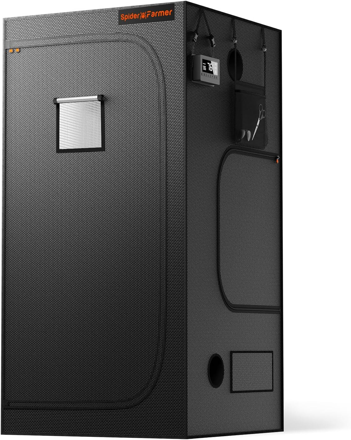 Spider Farmer Pro 70x140x200cm voksetelt med rulledør, observationsvindue, aftageligt gulvpanel, Mylar 2000D stof, til indendørs hydroponics med SF4000, G4500, SE4500