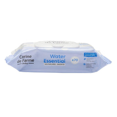 Change Water Essential Baby Wipes x70 - Plantefibertoiletartikler - 99 % ultrarenset vand - Hygiejne fra fødslen - Genlukkeligt låg