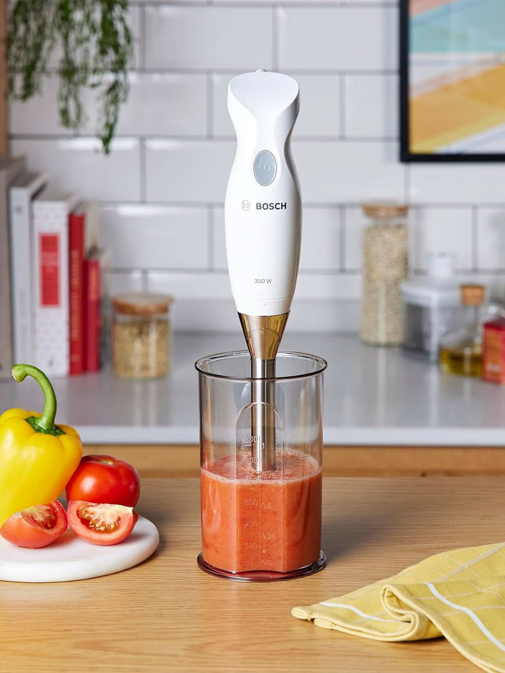 Haushaltsgeräte MSM6B500 Stabmixer, 350 W, Silber/Weiß Bucatarie Naty Shop