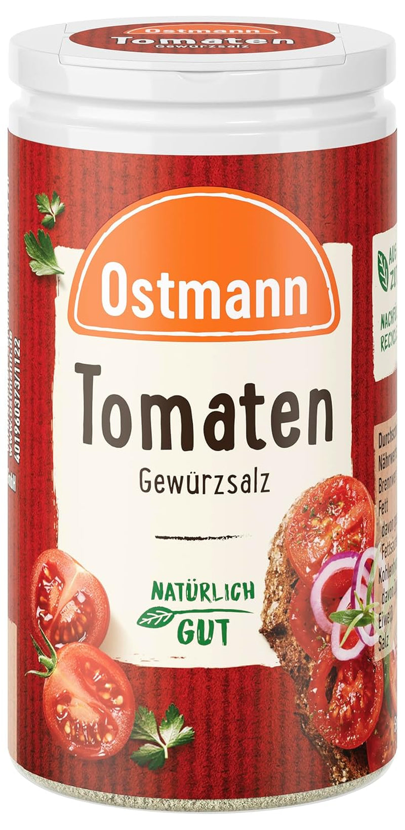 Ostmann Gewürze - Tomat Gewürzsalz | Perfekt til at krydre tomatsalat og bruschetta 60 g i Der Streudose